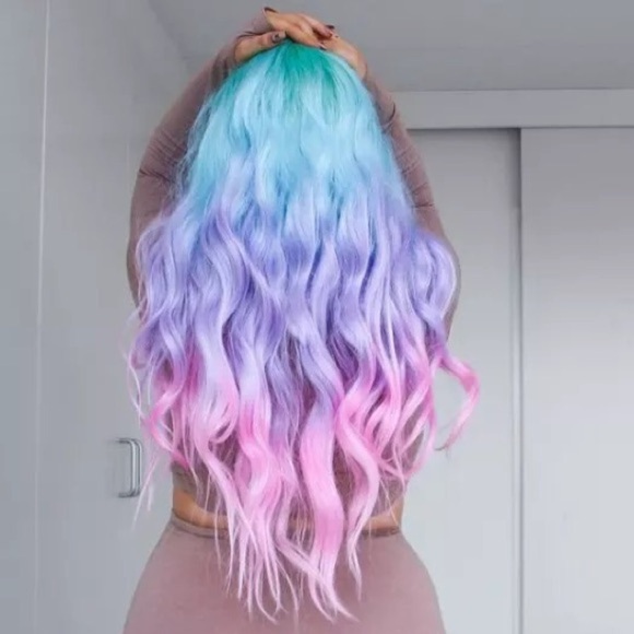 26” RAINBOW mermaid BODY WAVY lace front WIG *NEW*